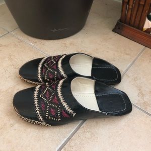 Black platform mules